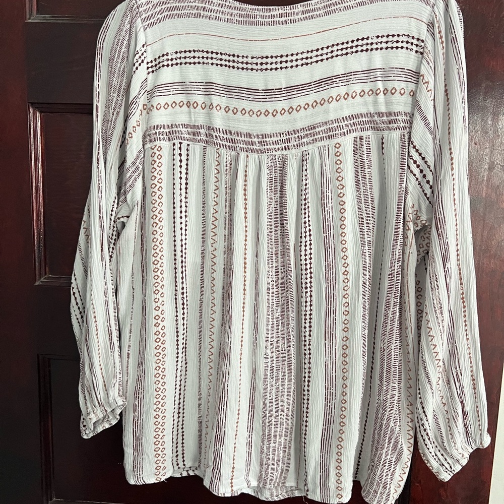 Savannah Jane Boho Bib Embroidery Blouse Ivory Mocha size 2X - Picture 10 of 10